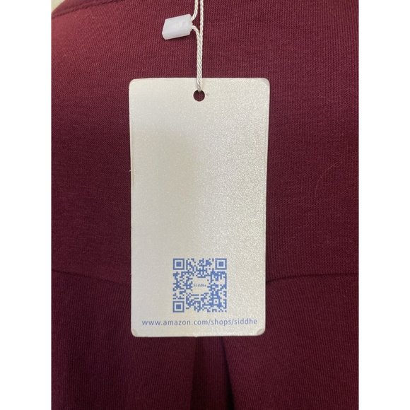 Siddhe Tunic Top Button Front V Neck 3/4 Rolled Long Sleeve Zip Burgundy 2XL NWT - Picture 11 of 16